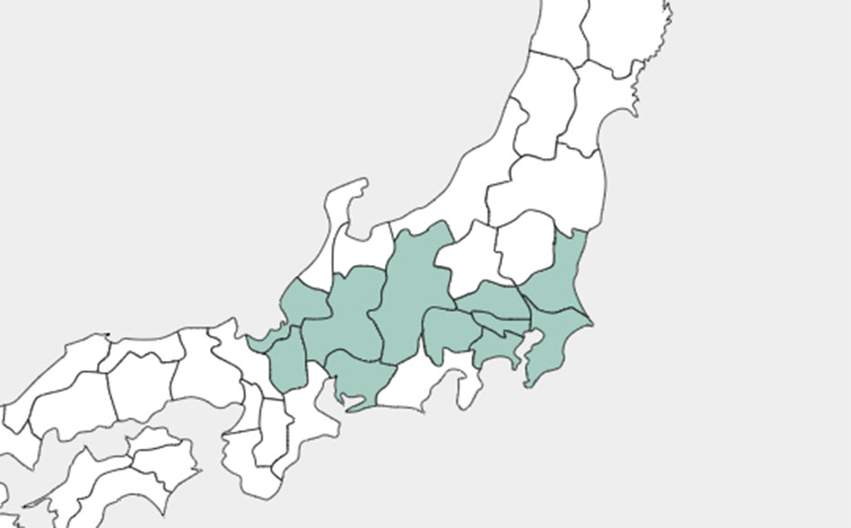 長野県 山梨県 埼玉県 茨城県 東京都 神奈川県 千葉県 愛知県 岐阜県 滋賀県 福井県